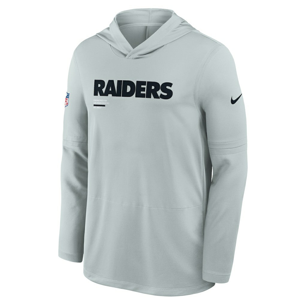 Las Vegas Raiders Sideline Pure Fury Performance Long Sleeve Hoodie T-Shirt - Silver - Nike