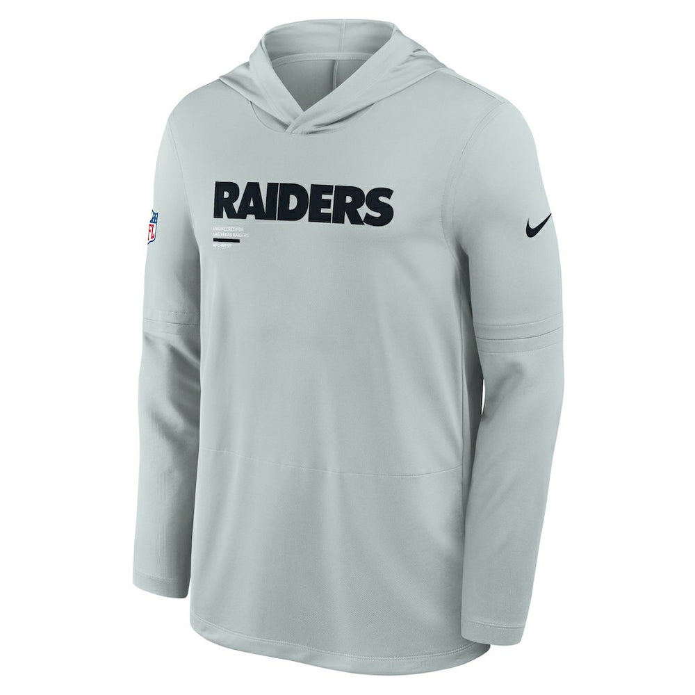 Las Vegas Raiders Sideline Pure Fury Performance Long Sleeve Hoodie T-Shirt - Silver - Nike