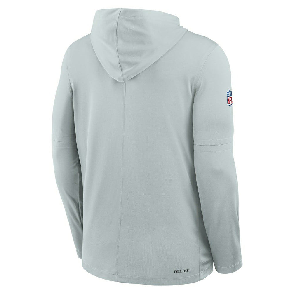 Las Vegas Raiders Sideline Pure Fury Performance Long Sleeve Hoodie T-Shirt - Silver - Nike