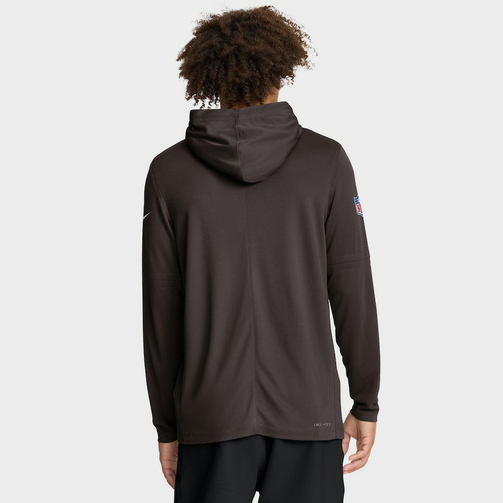 Cleveland Browns Sideline Pure Fury Performance Long Sleeve Hoodie T-Shirt - Brown - Nike