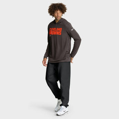 Cleveland Browns Sideline Pure Fury Performance Long Sleeve Hoodie T-Shirt - Brown - Nike