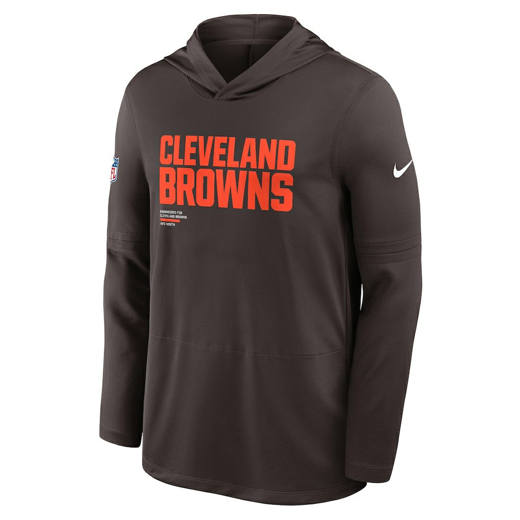 Cleveland Browns Sideline Pure Fury Performance Long Sleeve Hoodie T-Shirt - Brown - Nike