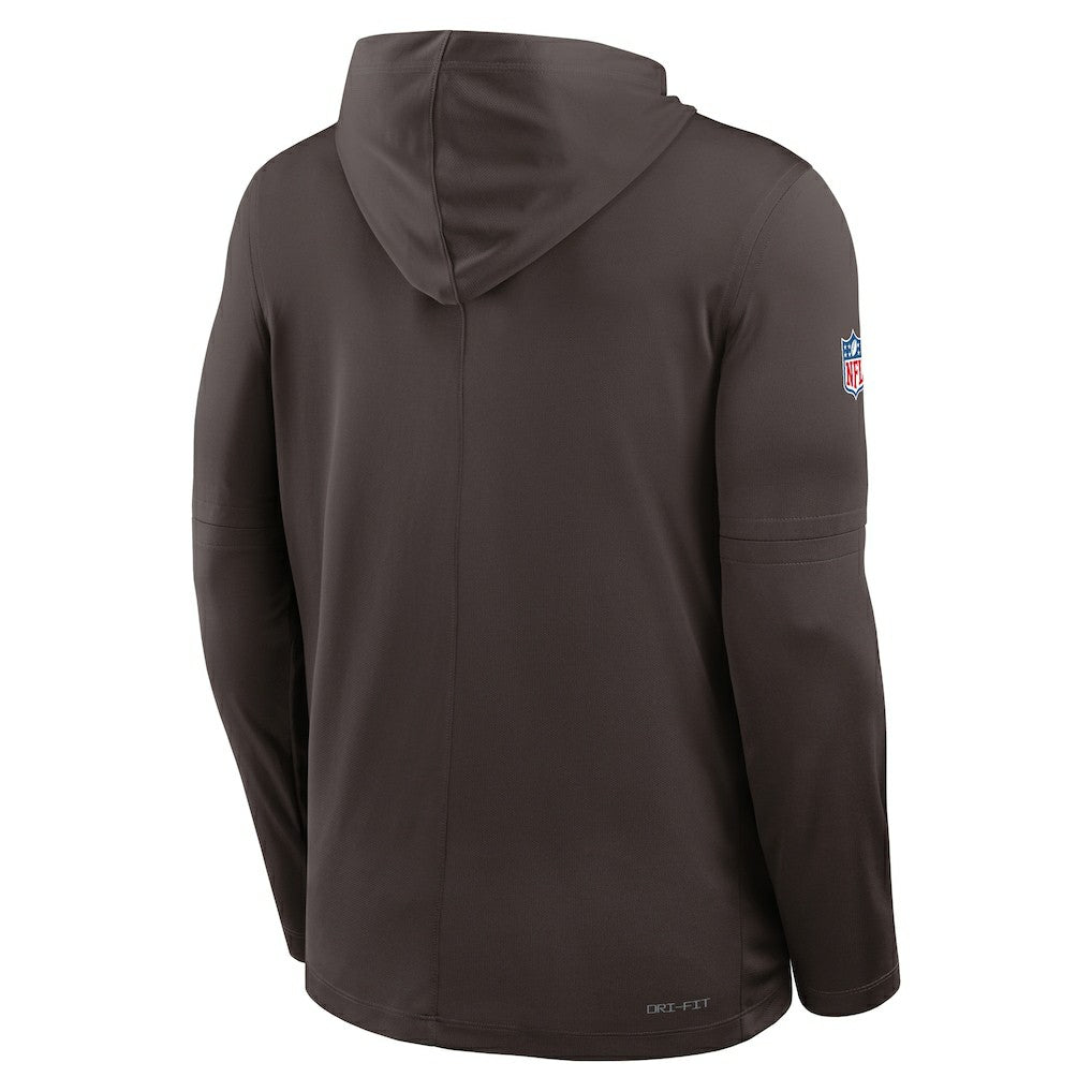 Cleveland Browns Sideline Pure Fury Performance Long Sleeve Hoodie T-Shirt - Brown - Nike