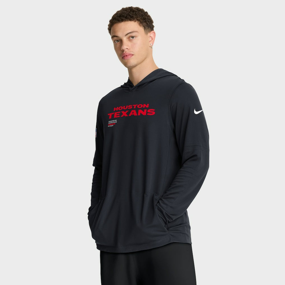 Houston Texans Sideline Pure Fury Performance Long Sleeve Hoodie T-Shirt - Navy - Nike