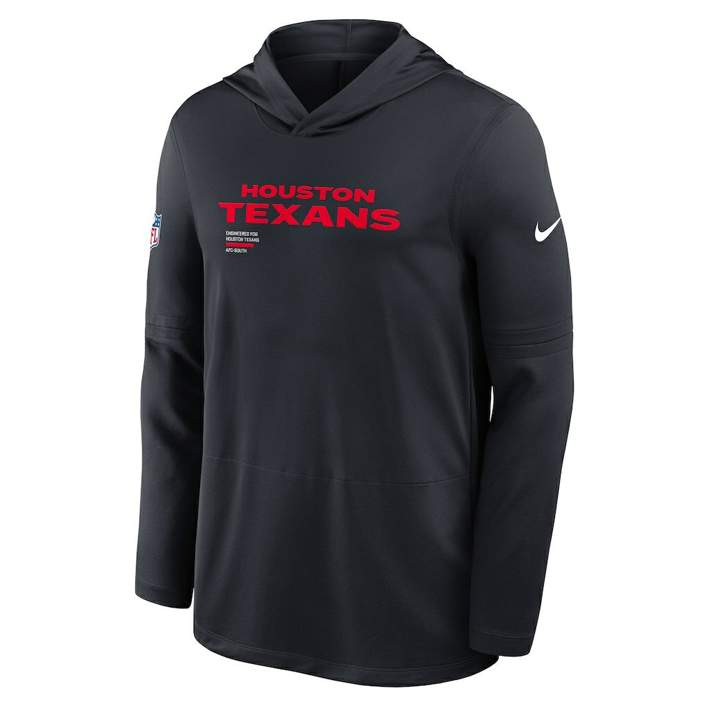 Houston Texans Sideline Pure Fury Performance Long Sleeve Hoodie T-Shirt - Navy - Nike