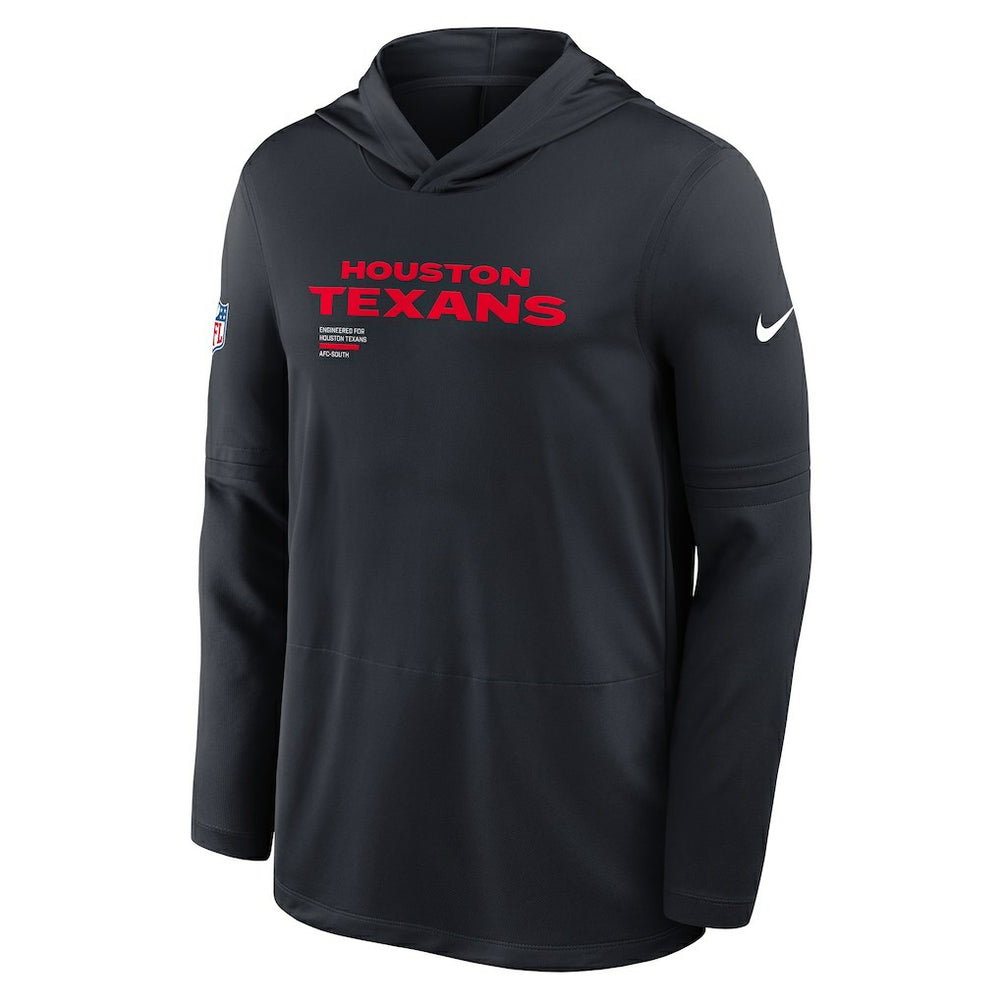 Houston Texans Sideline Pure Fury Performance Long Sleeve Hoodie T-Shirt - Navy - Nike