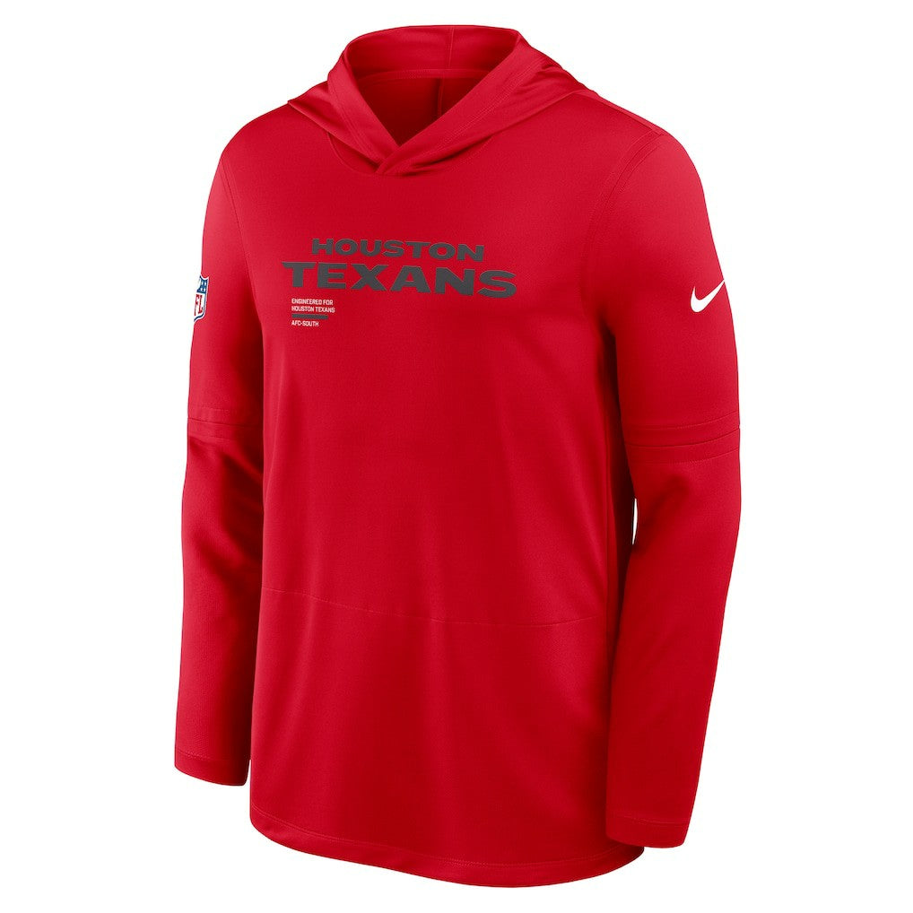 Houston Texans Sideline Pure Fury Performance Long Sleeve Hoodie T-Shirt - Red - Nike