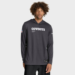 Dallas Cowboys Sideline Pure Fury Performance Long Sleeve Hoodie T-Shirt - Anthracite - Nike