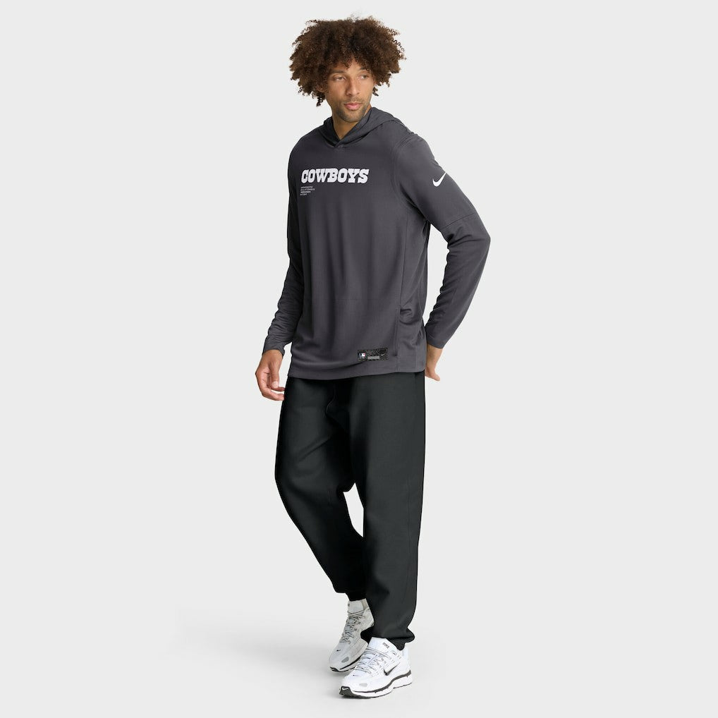 Dallas Cowboys Sideline Pure Fury Performance Long Sleeve Hoodie T-Shirt - Anthracite - Nike