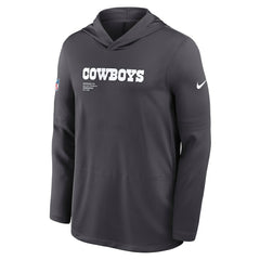 Dallas Cowboys Sideline Pure Fury Performance Long Sleeve Hoodie T-Shirt - Anthracite - Nike