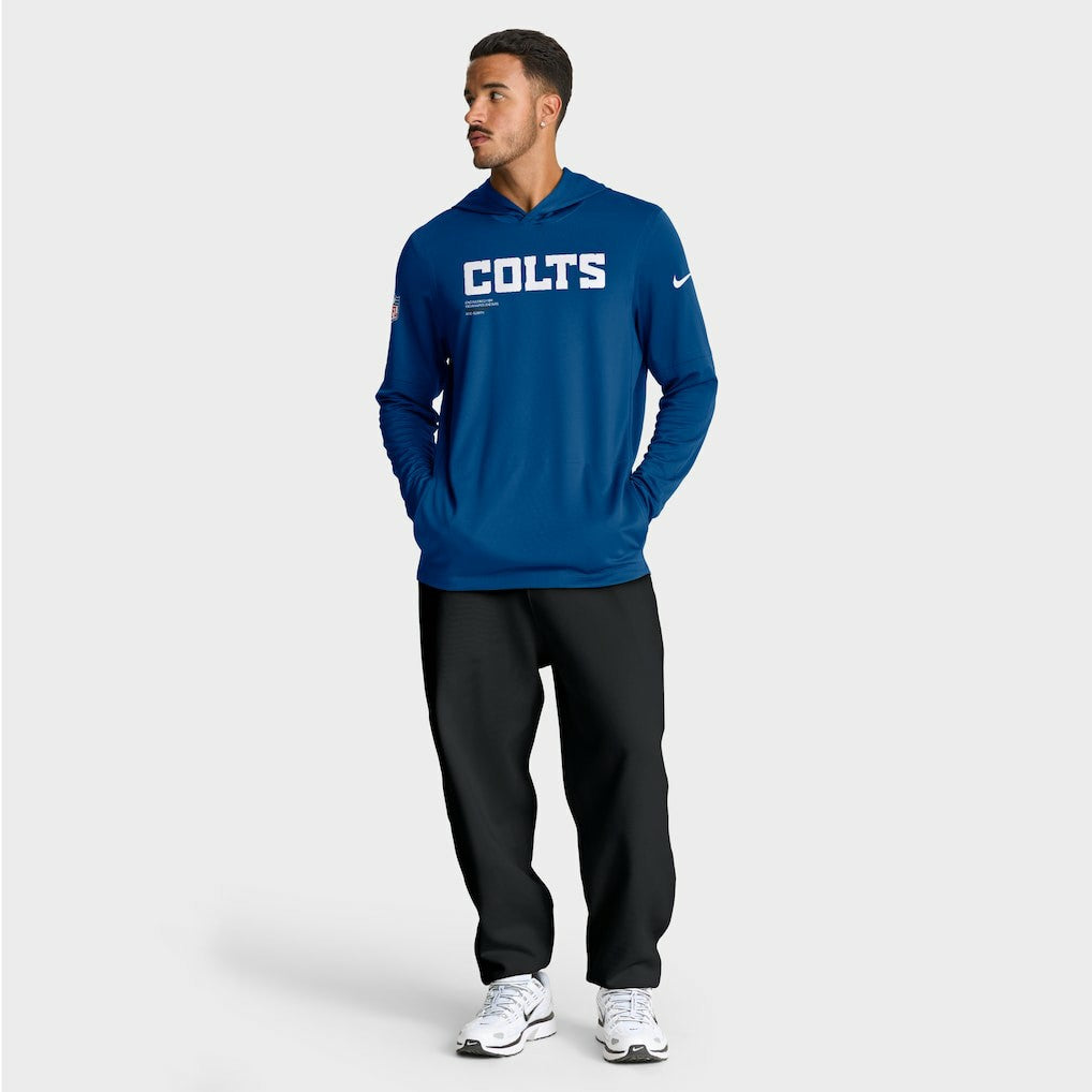Indianapolis Colts Sideline Pure Fury Performance Long Sleeve Hoodie T-Shirt - Royal - Nike