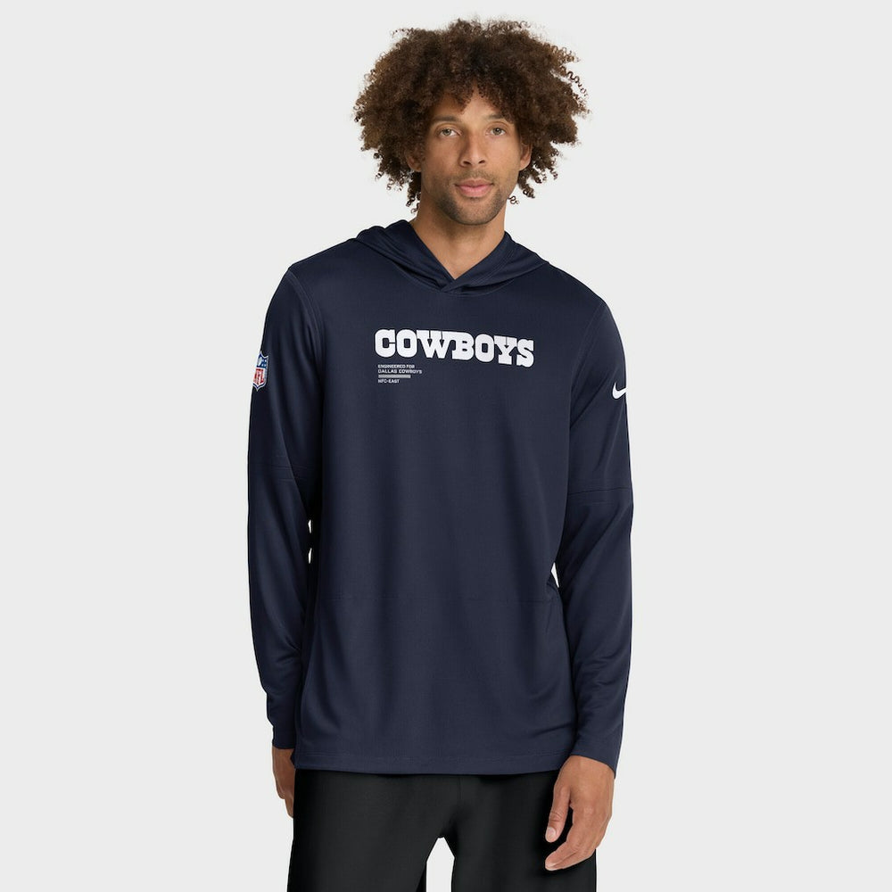 Dallas Cowboys Sideline Pure Fury Performance Long Sleeve Hoodie T-Shirt - Navy - Nike