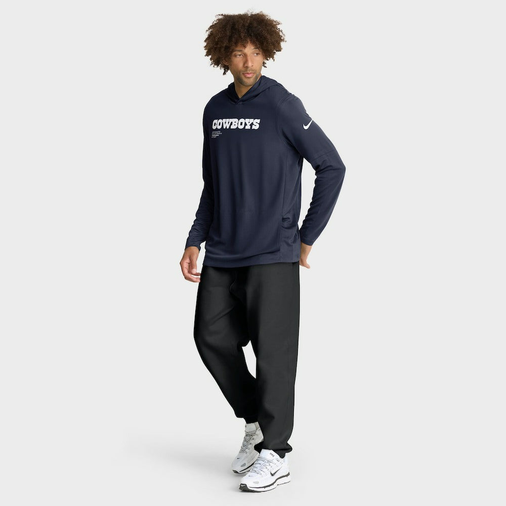 Dallas Cowboys Sideline Pure Fury Performance Long Sleeve Hoodie T-Shirt - Navy - Nike
