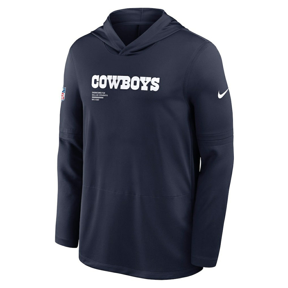 Dallas Cowboys Sideline Pure Fury Performance Long Sleeve Hoodie T-Shirt - Navy - Nike