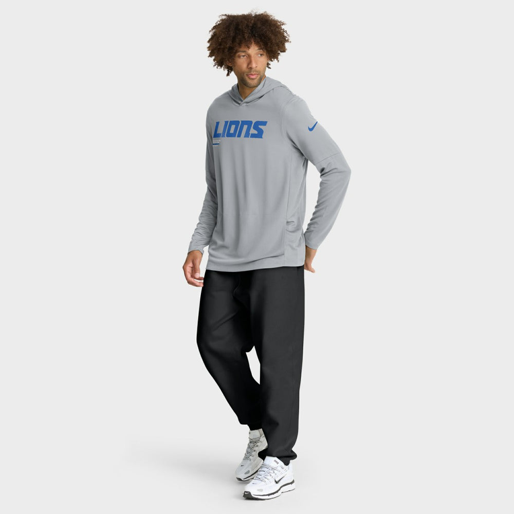 Detroit Lions Sideline Pure Fury Performance Long Sleeve Hoodie T-Shirt - Gray - Nike