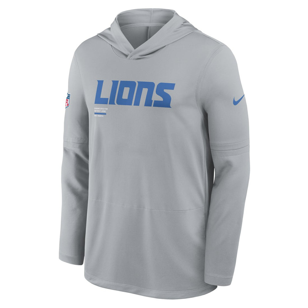 Detroit Lions Sideline Pure Fury Performance Long Sleeve Hoodie T-Shirt - Gray - Nike