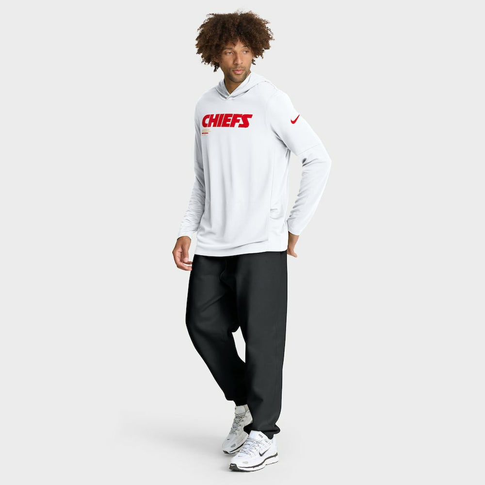Kansas City Chiefs Sideline Pure Fury Performance Long Sleeve Hoodie T-Shirt - White - Nike