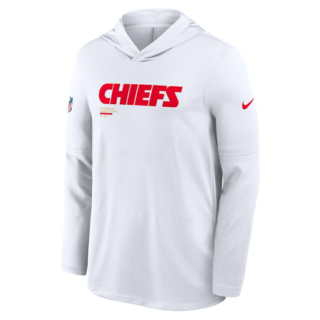 Kansas City Chiefs Sideline Pure Fury Performance Long Sleeve Hoodie T-Shirt - White - Nike