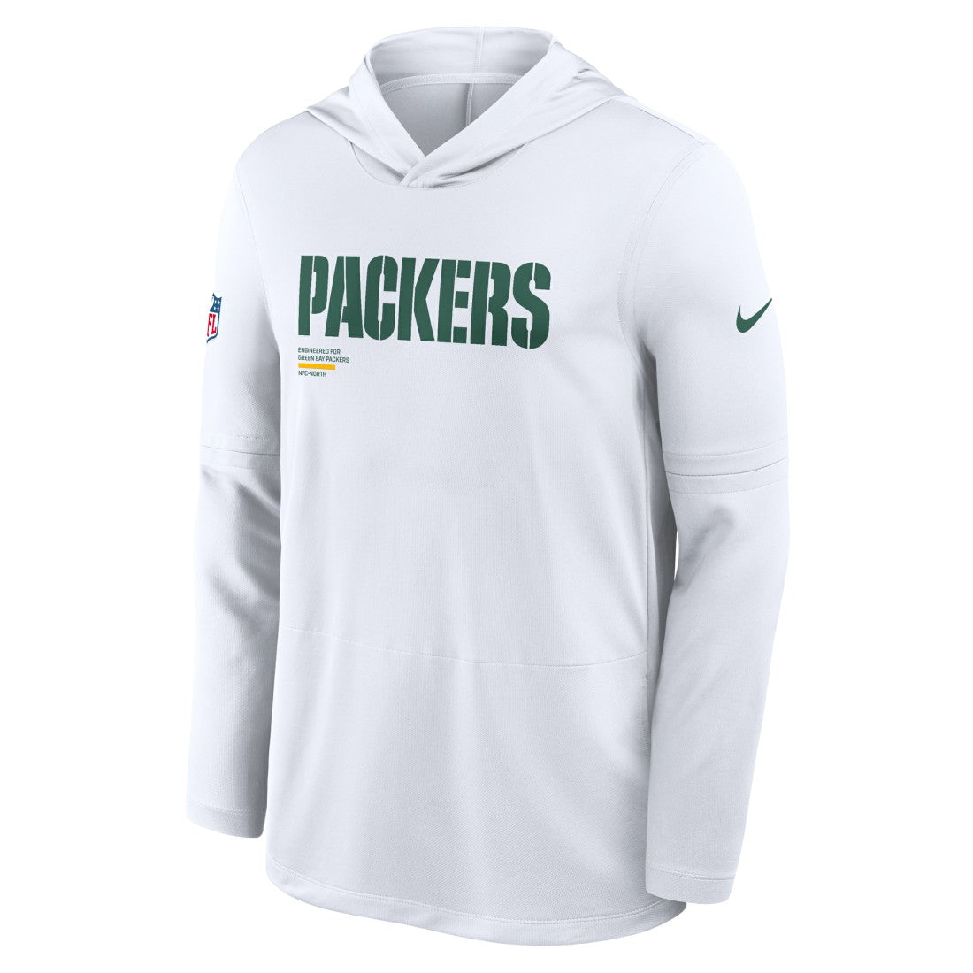 Green Bay Packers Sideline Pure Fury Performance Long Sleeve Hoodie T-Shirt - White - Nike