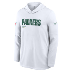 Green Bay Packers Sideline Pure Fury Performance Long Sleeve Hoodie T-Shirt - White - Nike