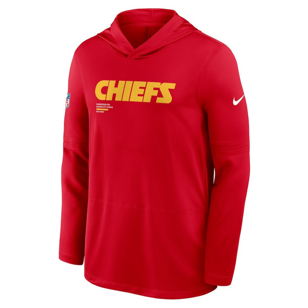 Kansas City Chiefs Sideline Pure Fury Performance Long Sleeve Hoodie T-Shirt - Red - Nike
