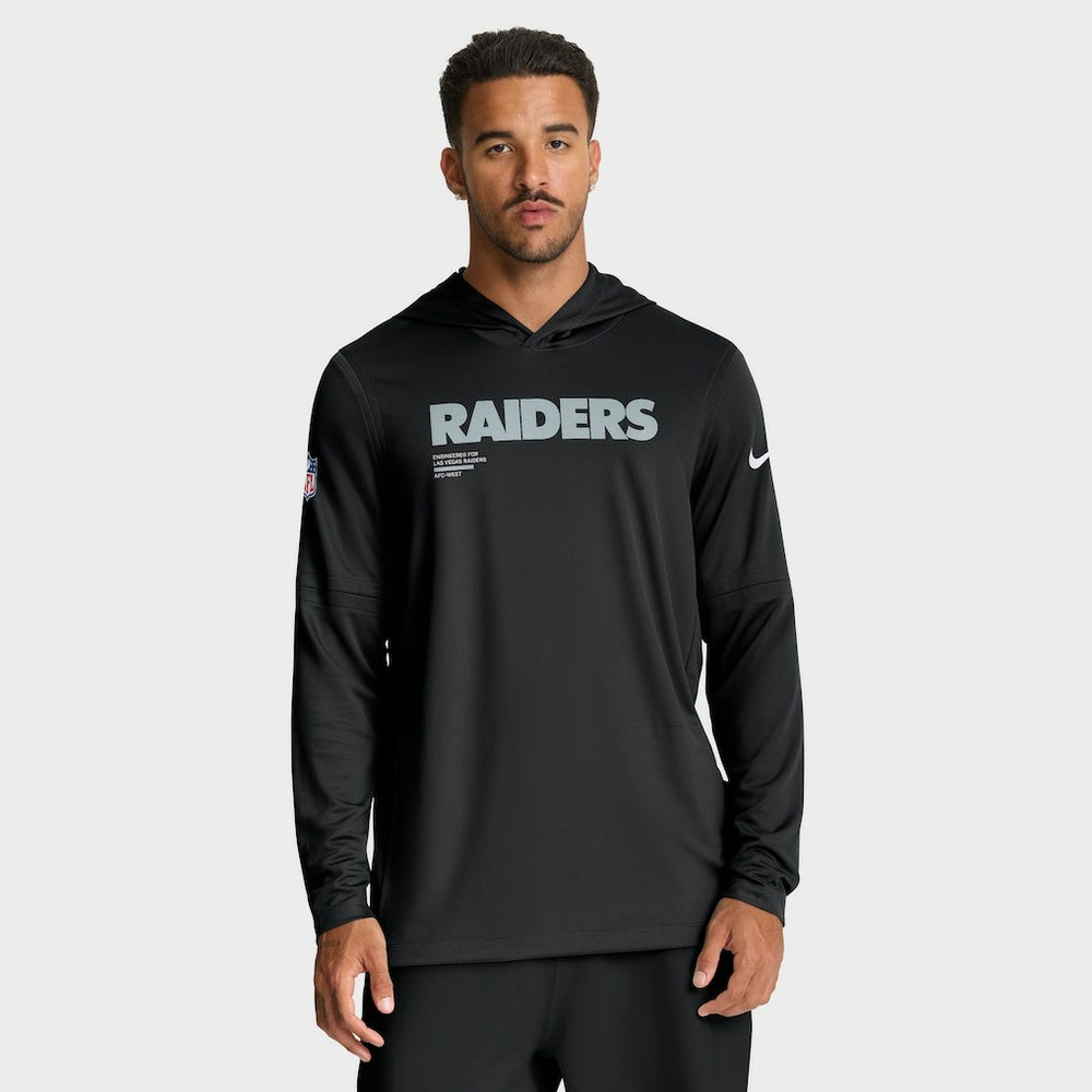 Las Vegas Raiders Sideline Pure Fury Performance Long Sleeve Hoodie T-Shirt - Black - Nike