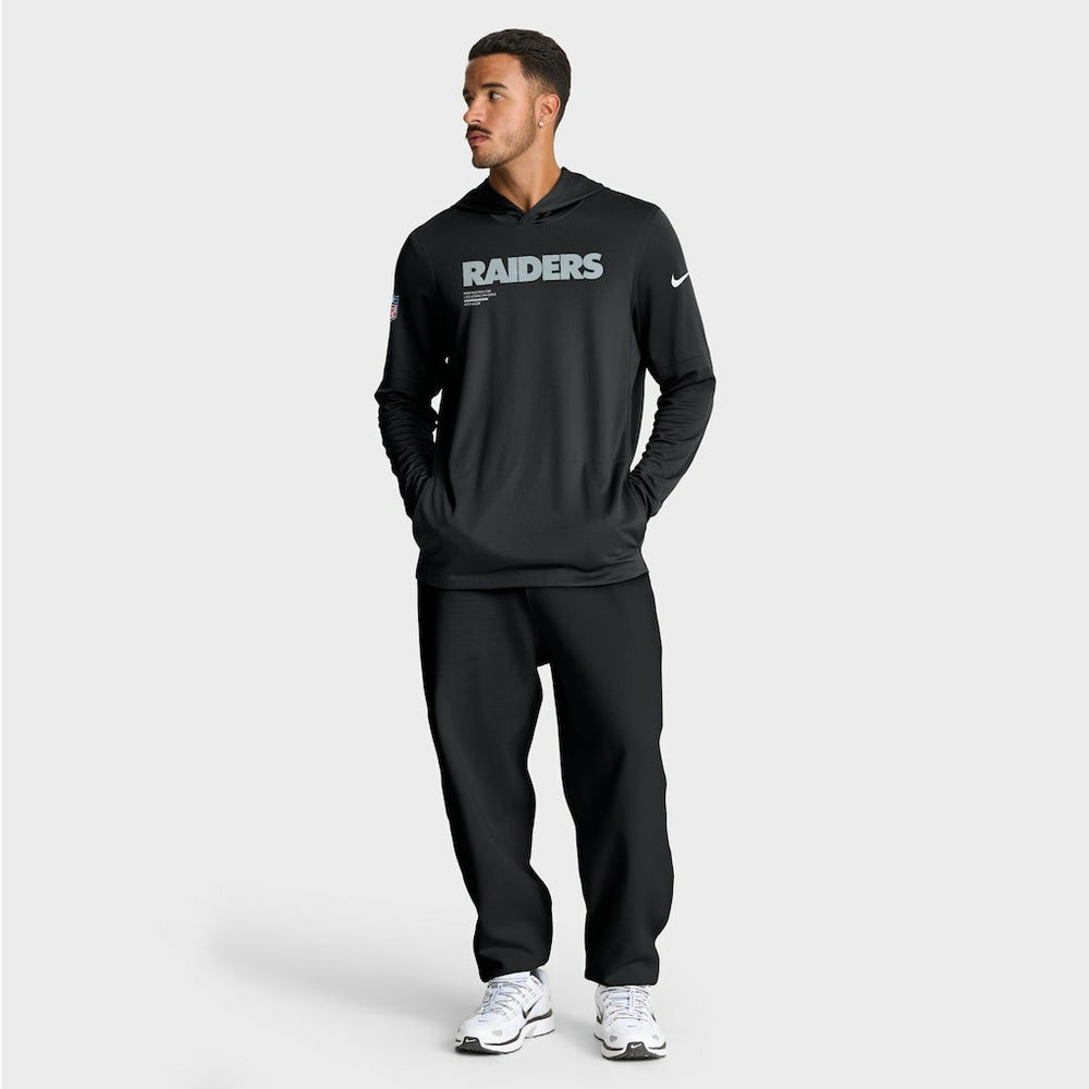 Las Vegas Raiders Sideline Pure Fury Performance Long Sleeve Hoodie T-Shirt - Black - Nike