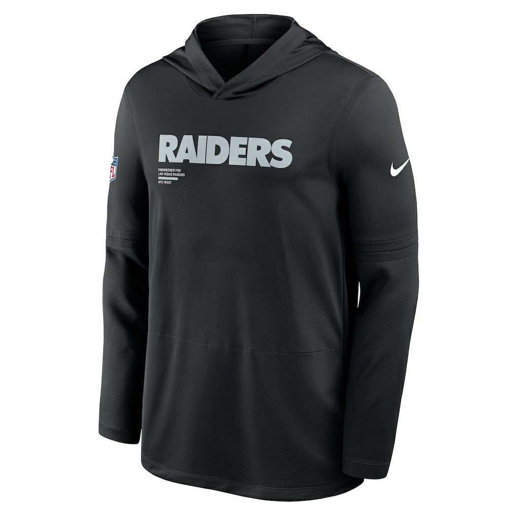 Las Vegas Raiders Sideline Pure Fury Performance Long Sleeve Hoodie T-Shirt - Black - Nike