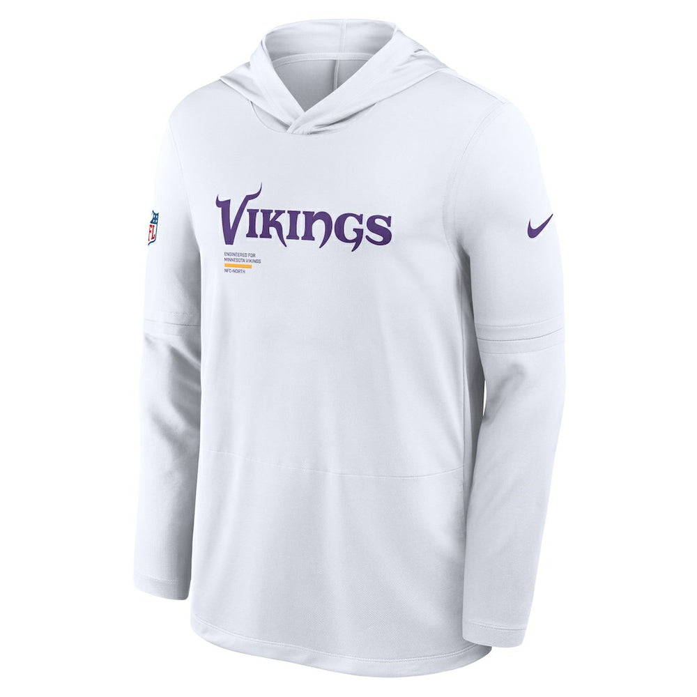 Minnesota Vikings Sideline Pure Fury Performance Long Sleeve Hoodie T-Shirt - White - Nike