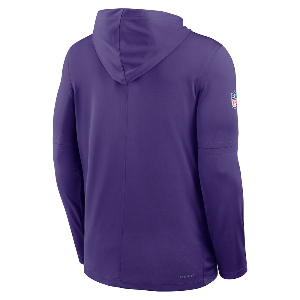Minnesota Vikings Sideline Pure Fury Performance Long Sleeve Hoodie T-Shirt - Purple - Nike