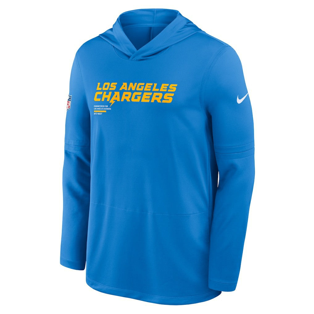 Los Angeles Chargers Sideline Pure Fury Performance Long Sleeve Hoodie T-Shirt - Powder Blue - Nike
