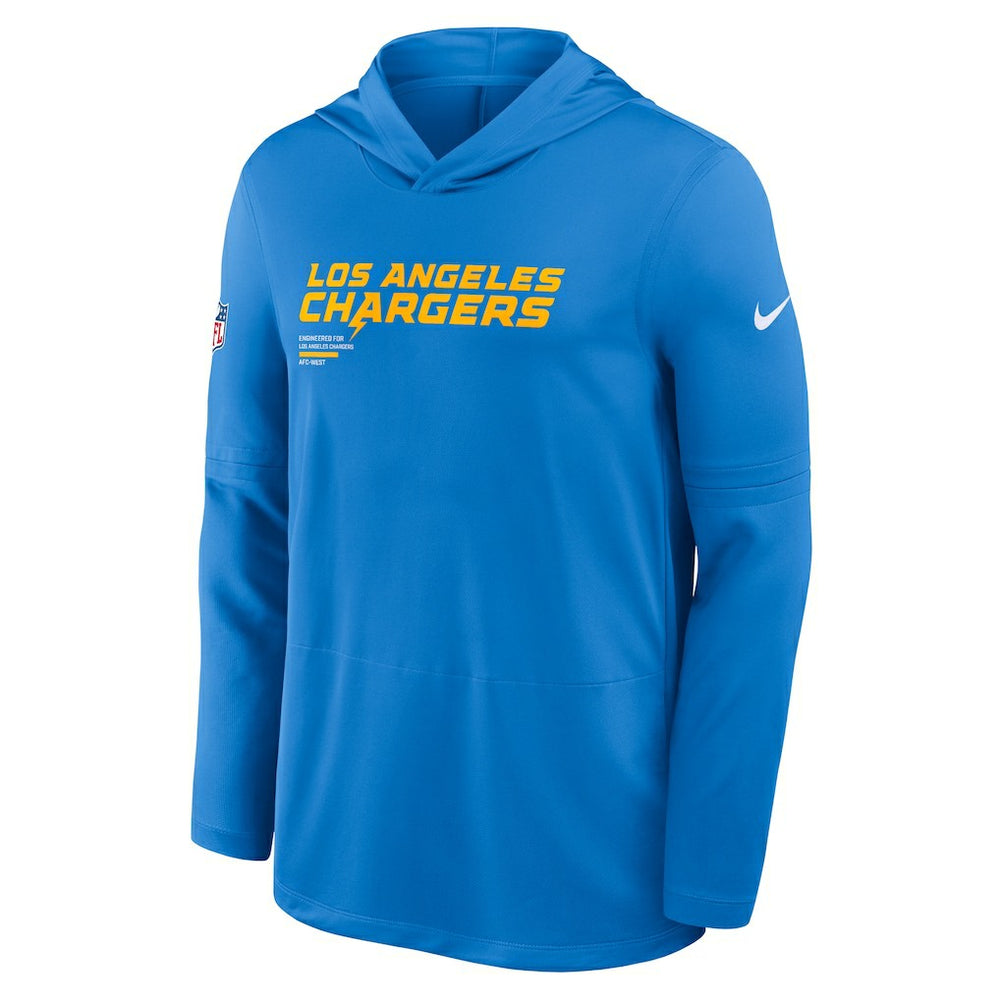 Los Angeles Chargers Sideline Pure Fury Performance Long Sleeve Hoodie T-Shirt - Powder Blue - Nike
