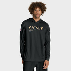 New Orleans Saints Sideline Pure Fury Performance Long Sleeve Hoodie T-Shirt - Black - Nike