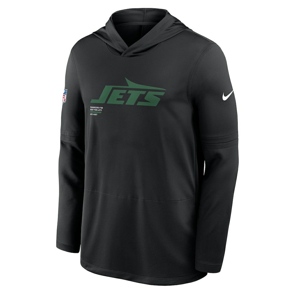 New York Jets Sideline Pure Fury Performance Long Sleeve Hoodie T-Shirt - Black - Nike