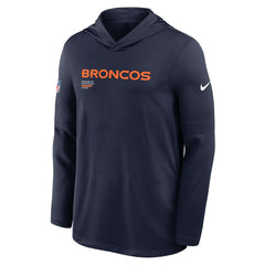 Denver Broncos Sideline Pure Fury Performance Long Sleeve Hoodie T-Shirt - Navy - Nike