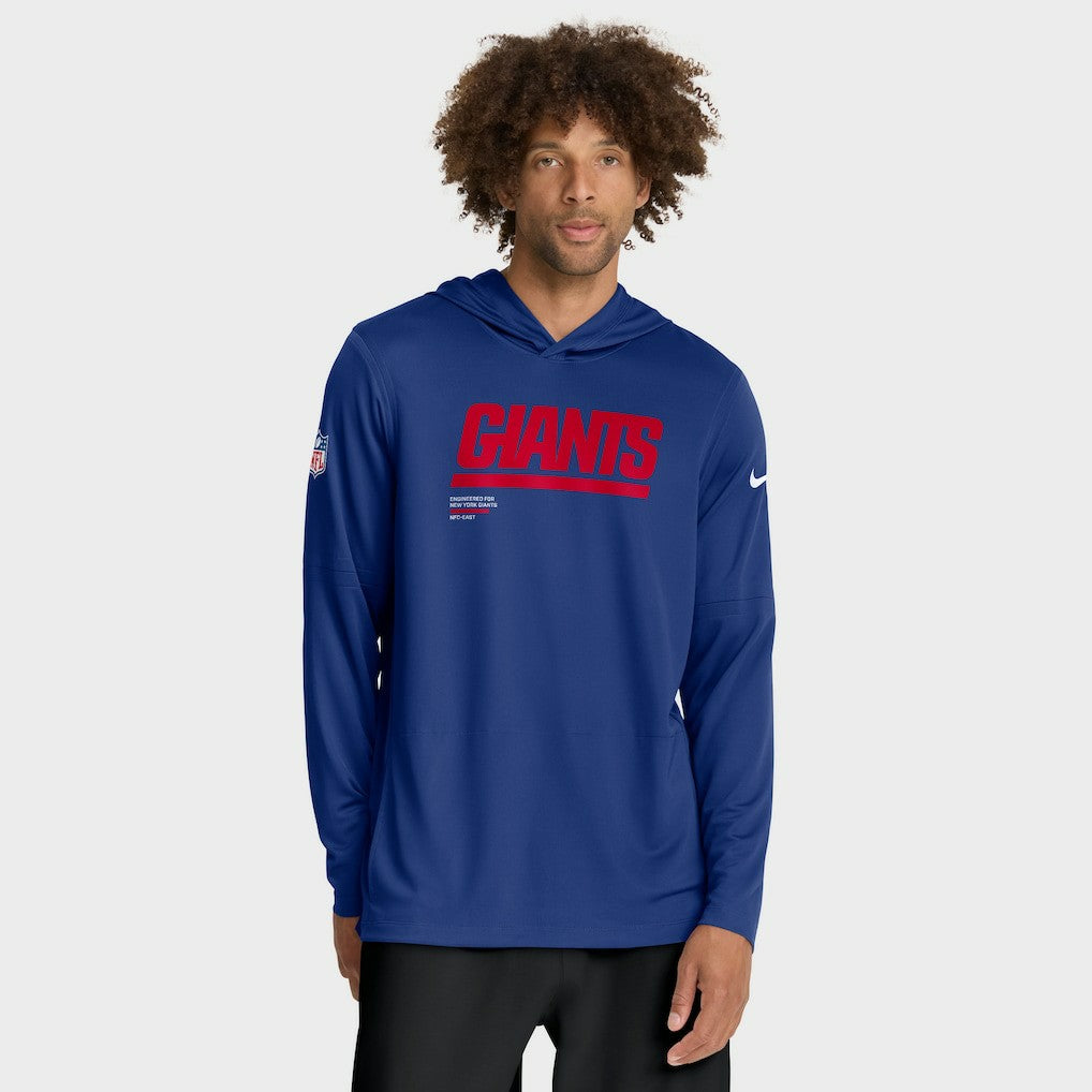 New York Giants Sideline Pure Fury Performance Long Sleeve Hoodie T-Shirt - Royal - Nike