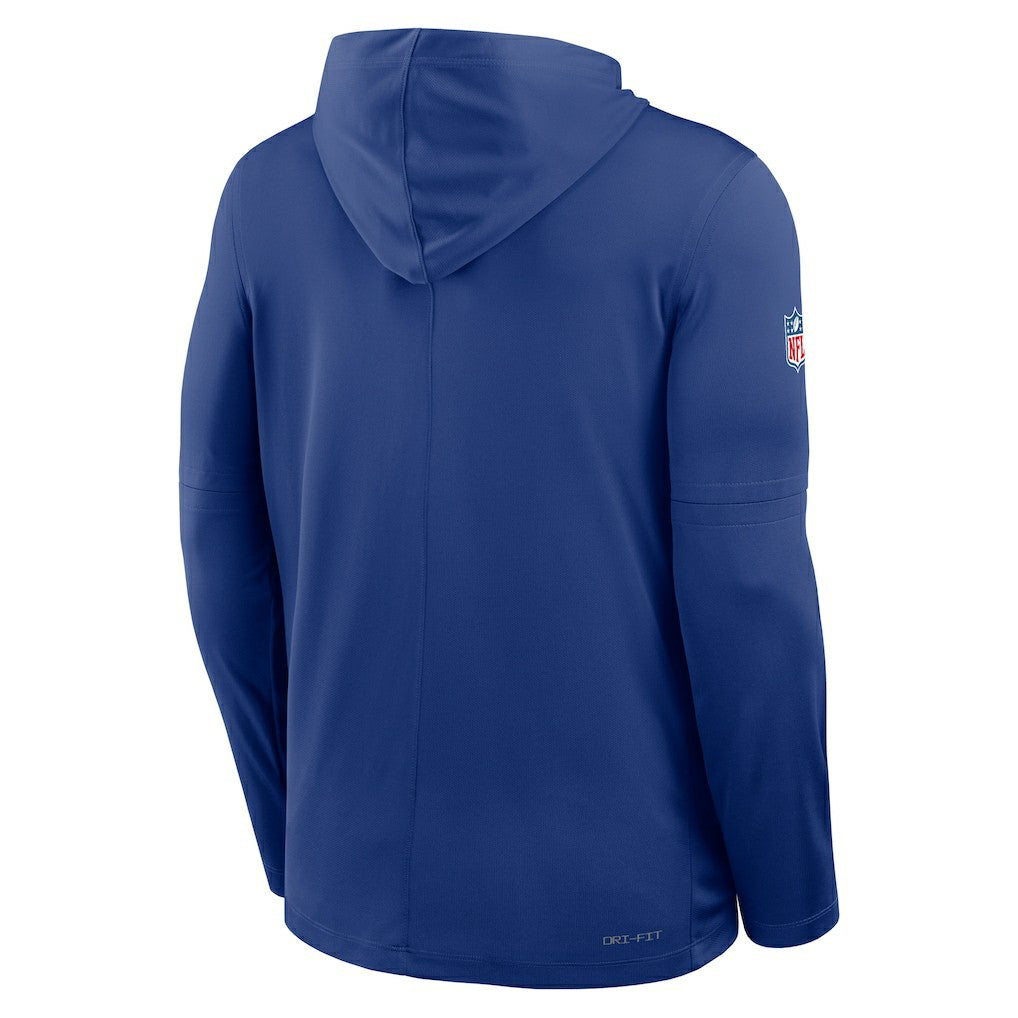 New York Giants Sideline Pure Fury Performance Long Sleeve Hoodie T-Shirt - Royal - Nike