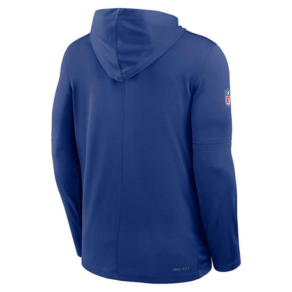New York Giants Sideline Pure Fury Performance Long Sleeve Hoodie T-Shirt - Royal - Nike