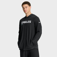 Philadelphia Eagles Sideline Pure Fury Performance Long Sleeve Hoodie T-Shirt - Black - Nike