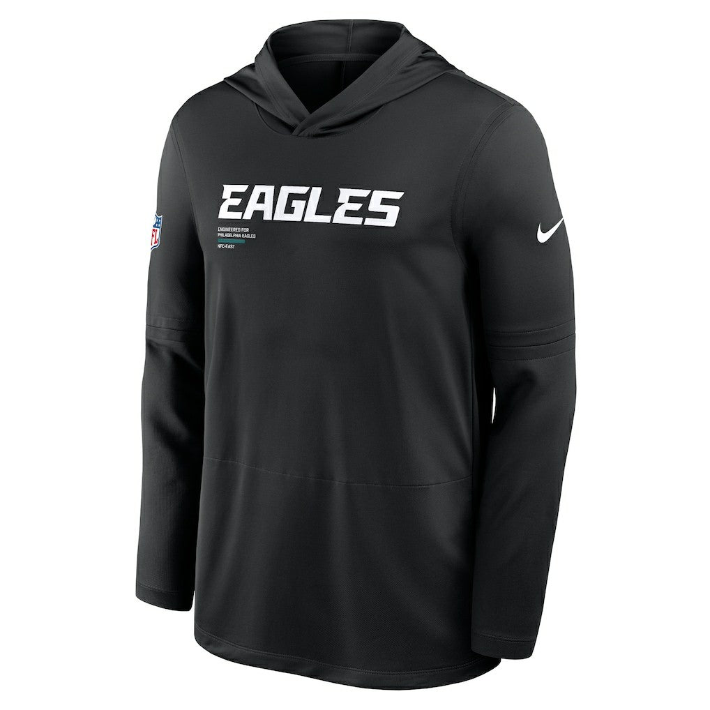Philadelphia Eagles Sideline Pure Fury Performance Long Sleeve Hoodie T-Shirt - Black - Nike