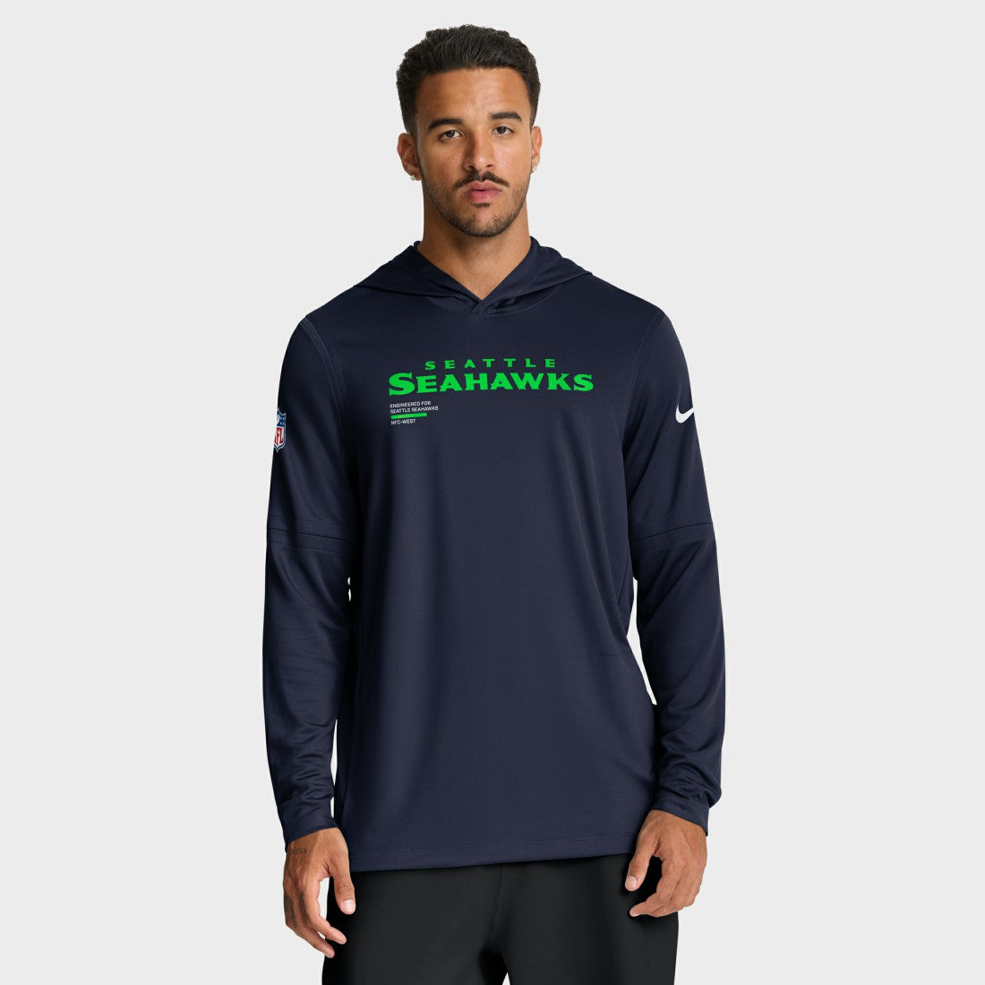 Seattle Seahawks Sideline Pure Fury Performance Long Sleeve Hoodie T-Shirt - College Navy - Nike