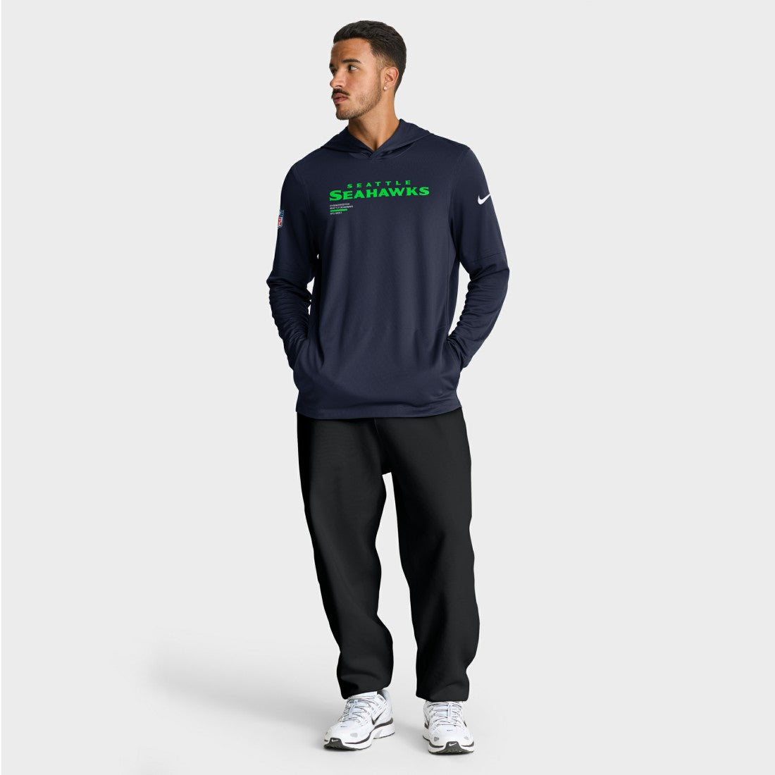 Seattle Seahawks Sideline Pure Fury Performance Long Sleeve Hoodie T-Shirt - College Navy - Nike