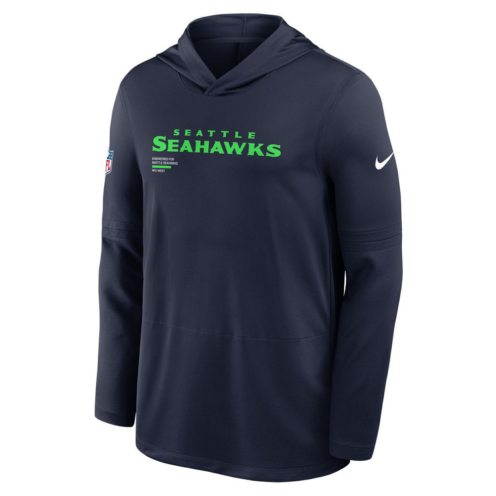 Seattle Seahawks Sideline Pure Fury Performance Long Sleeve Hoodie T-Shirt - College Navy - Nike