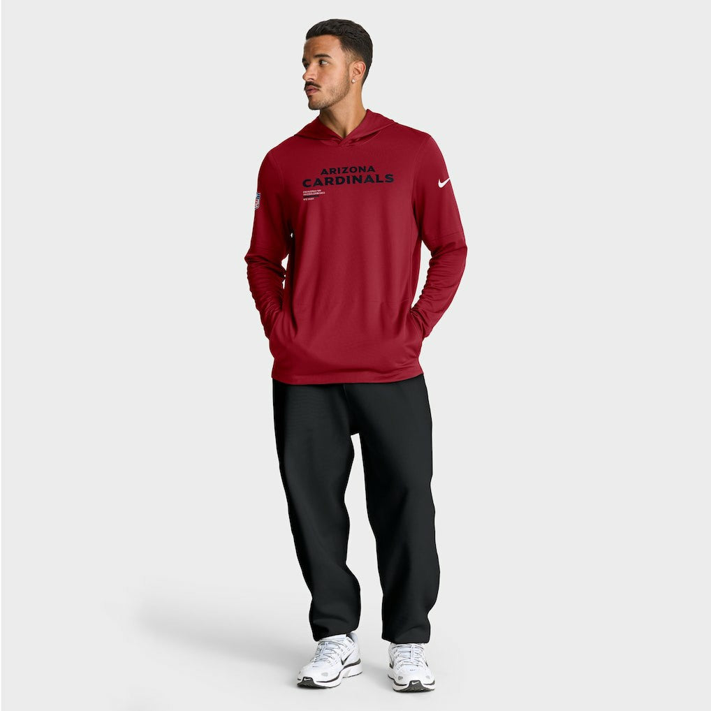 Arizona Cardinals Sideline Pure Fury Performance Long Sleeve Hoodie T-Shirt - Cardinal - Nike