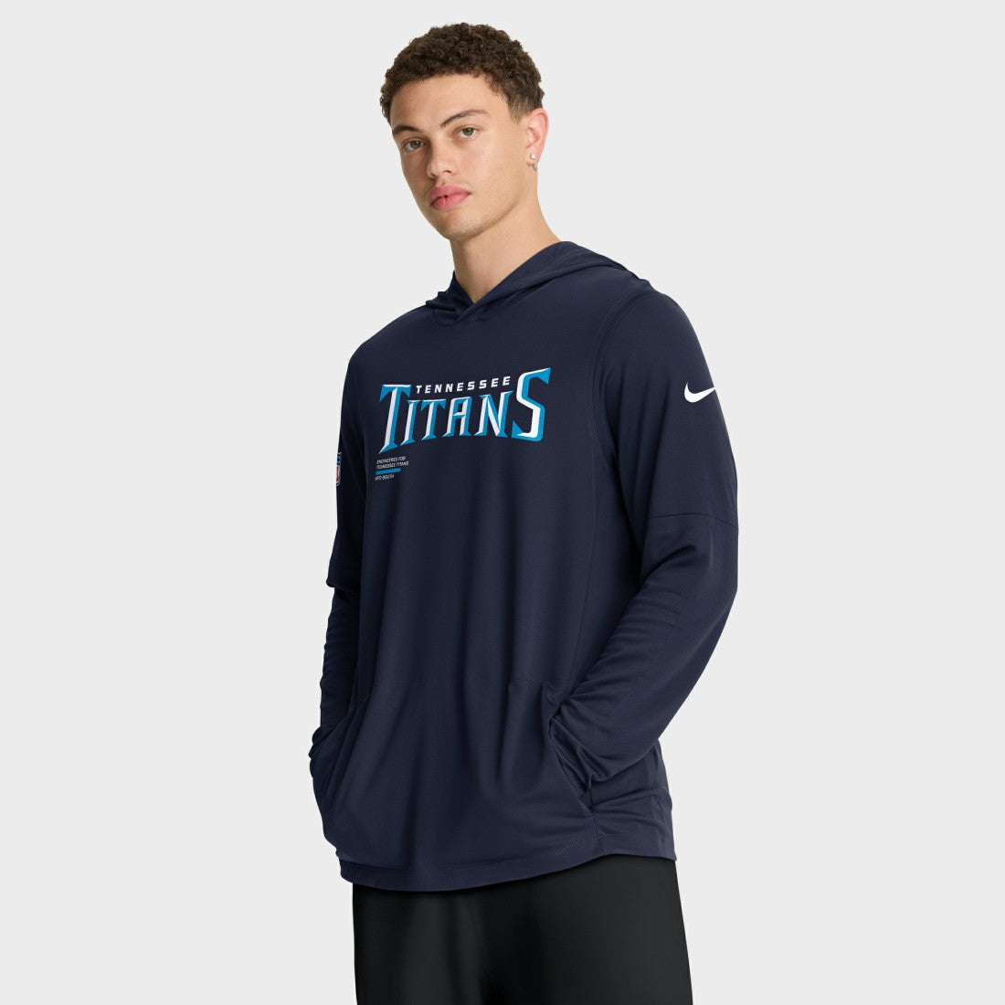 Tennessee Titans Sideline Pure Fury Performance Long Sleeve Hoodie T-Shirt - Navy - Nike