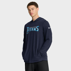 Tennessee Titans Sideline Pure Fury Performance Long Sleeve Hoodie T-Shirt - Navy - Nike