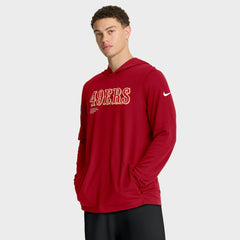San Francisco 49ers Sideline Pure Fury Performance Long Sleeve Hoodie T-Shirt - Scarlet - Nike