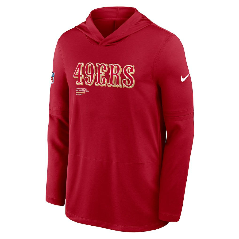 San Francisco 49ers Sideline Pure Fury Performance Long Sleeve Hoodie T-Shirt - Scarlet - Nike