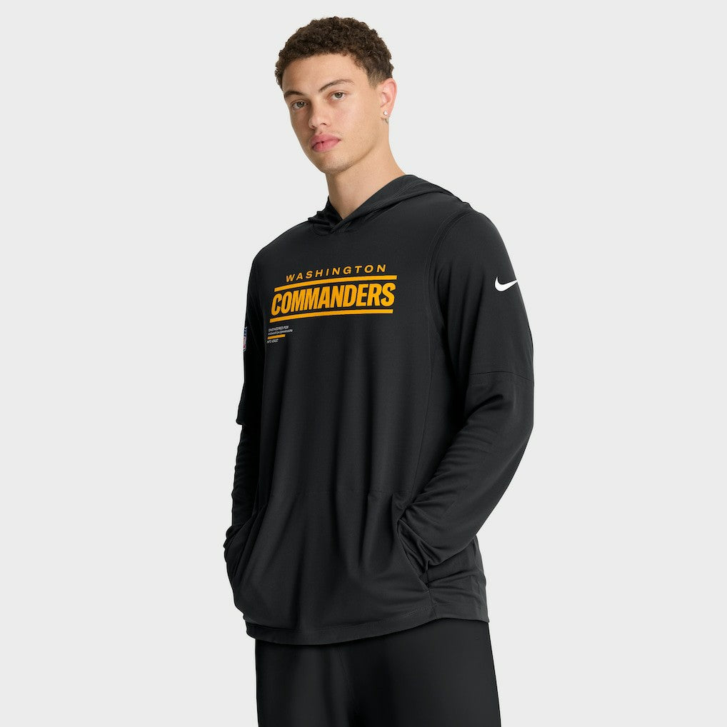 Washington Commanders Sideline Pure Fury Performance Long Sleeve Hoodie T-Shirt - Black - Nike
