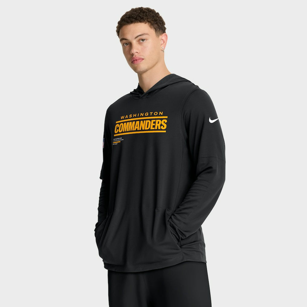 Washington Commanders Sideline Pure Fury Performance Long Sleeve Hoodie T-Shirt - Black - Nike